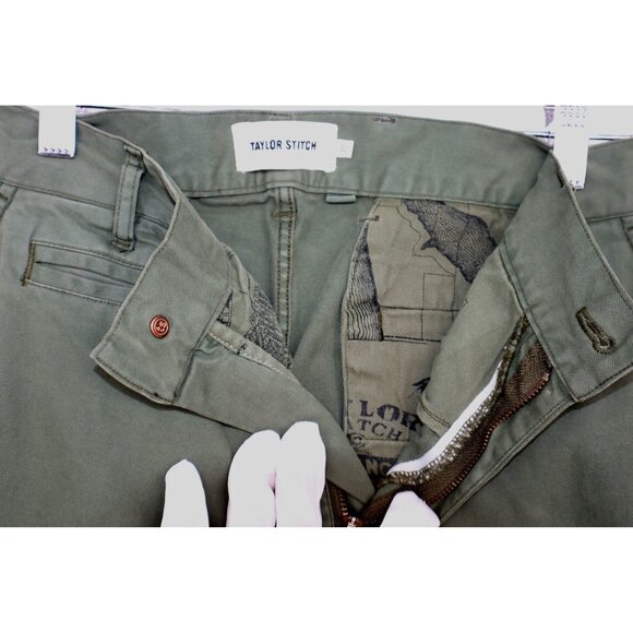 Taylor Stitch Mens Olive Green Patchwork Chino Pants Size 32 - Picture 5 of 13